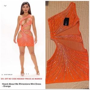 Rhinestone orange dress